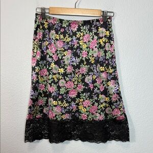 Vintage Floral Black Slip‎ with Lace Trim